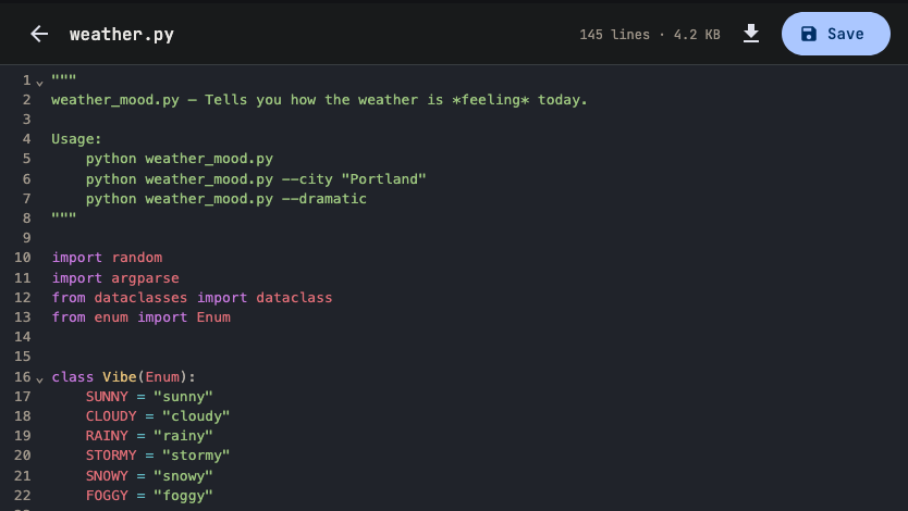 IndexFS code editor with syntax highlighting