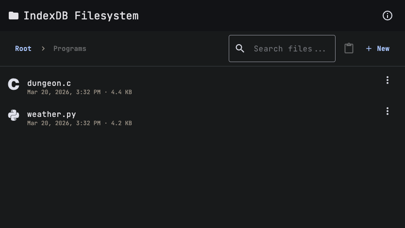 Browsing files inside the Programs folder