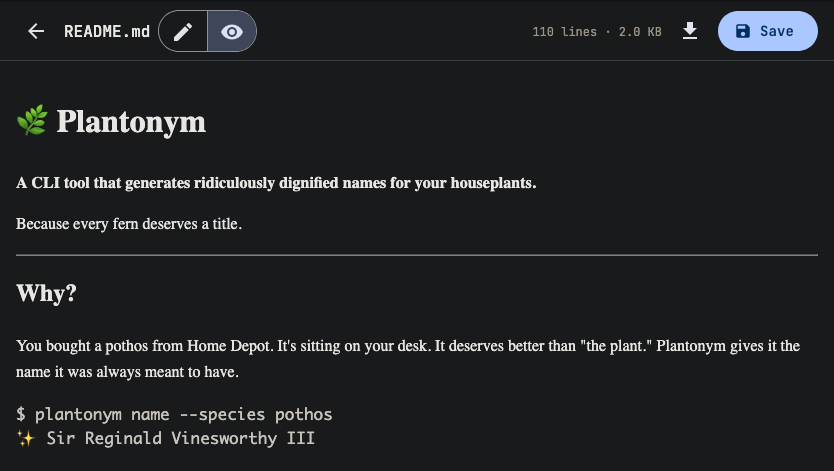 Markdown rendered preview